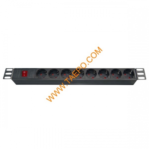 German DIN49440 standard 16A 250VAC 8 ways PDU with switch