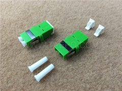 Singlemode duplex reduced flange shielded LC APC Fiber optic adapter with shutter from China Manufacturer TAEPO for Sale