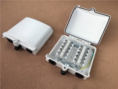 Outdoor 10 pairs distribution point box for STB module, 200x185x70mm, scew snap locking, plastic housing, with STB module without protection