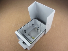Outdoor 20 pairs connection box 1B 11 for LSA module, 250x175x111mm, RFP housing, snap-on locking, with back mount frame, without LSA module, without lock and carved logo