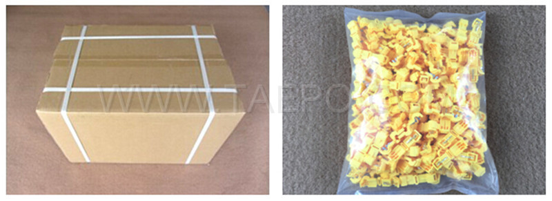 Packing picture for 953 self-stripping electrical tap connectors, 1-wire, AWG14-12 conductor, single pin, yellow