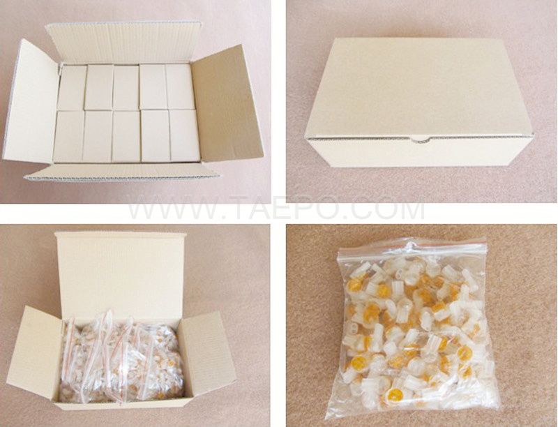 Packing picture for UY2 butt connector, 2-wire, 0.4-0.9mm conductor, max insulation 2.08mm, dual pins, gel filled