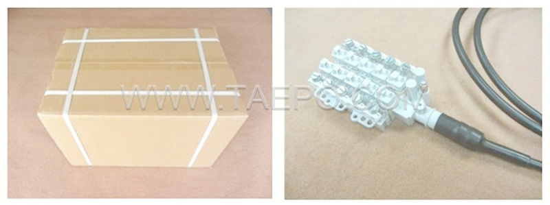 Packing picture for 10 pair dropwire STUB terminal block with 3m cable, without protection, grease filled