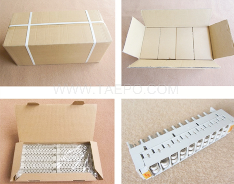 Packing pictures for 10 pairs 2-pole over-voltage protection magazine for LSA module, with GDT arrester