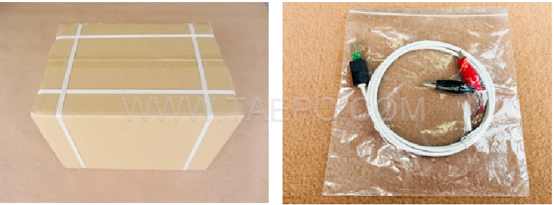 Packing picture for 2-pole HW test cord, test plug to alligator clip