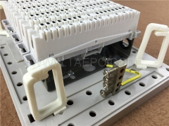Indoor 50 pairs distribution point box for LSA module, 208x157x90mm, screw locking, plastic housing, with back mount frame, without LSA module