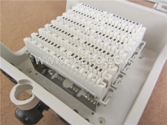 Outdoor 50 pairs distribution point box for LSA module, 195x191x81mm, key locking, plastic housing, with back mount frame, without LSA module