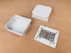 Indoor 30 pairs distribution point box for LSA module, 141x158x53mm, screw locking, plastic housing, with back mount frame, without LSA module