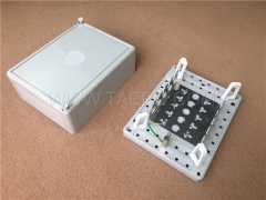 Indoor 50 pairs distribution point box for LSA module, 208x157x90mm, screw locking, plastic housing, with back mount frame, without LSA module