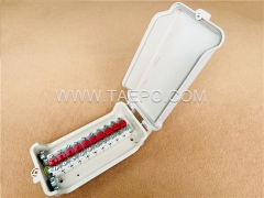 Outdoor 10 pairs distribution point box for STB module, 270x145x81mm, screw locking, plastic housing, with STB module with over-voltage protection