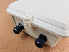 Outdoor 100 pairs distribution point box for LSA module, 350x188x111mm, key locking, plastic housing, with back mount frame, without LSA module