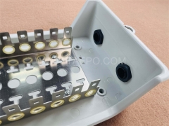 Outdoor 100 pairs distribution point box for LSA module, 350x188x111mm, key locking, plastic housing, with back mount frame, without LSA module