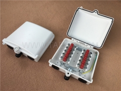 Outdoor 10 pairs distribution point box for STB module, 200x185x70mm, scew snap locking, plastic housing, with STB module with over-voltage protection