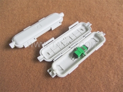 Drop cable splice box, outdoor, 160x47x17mm, SC, 1 inlet 1 oulet, without adapter