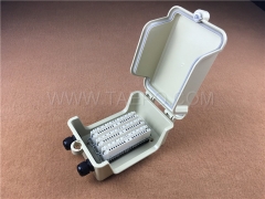 Outdoor 30 pairs distribution point box for LSA module, 216x134x82mm, key locking, plastic housing, with back mount frame, without LSA module