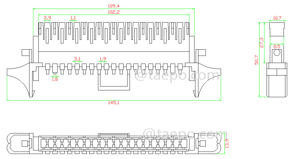 Drawing for 10 pairs STG connection module