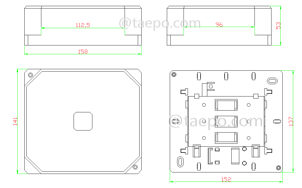 Drawing for Indoor 30 pairs distribution point box for LSA module