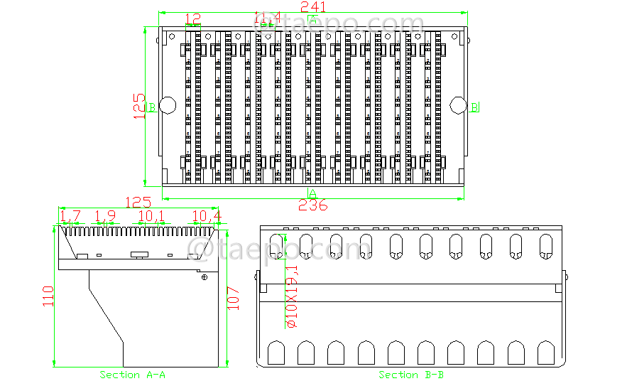 Drawing for 72 ports splitter terminal block