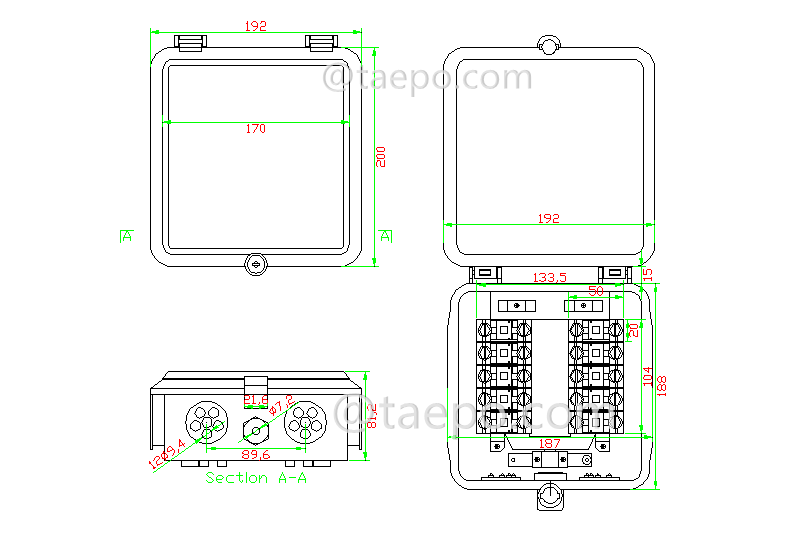Drawing for Outdoor 10 pairs distribution point box for STB module
