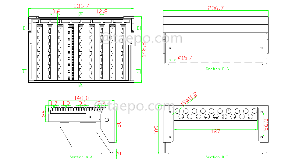 Drawing for  for 72 ports splitter terminal block