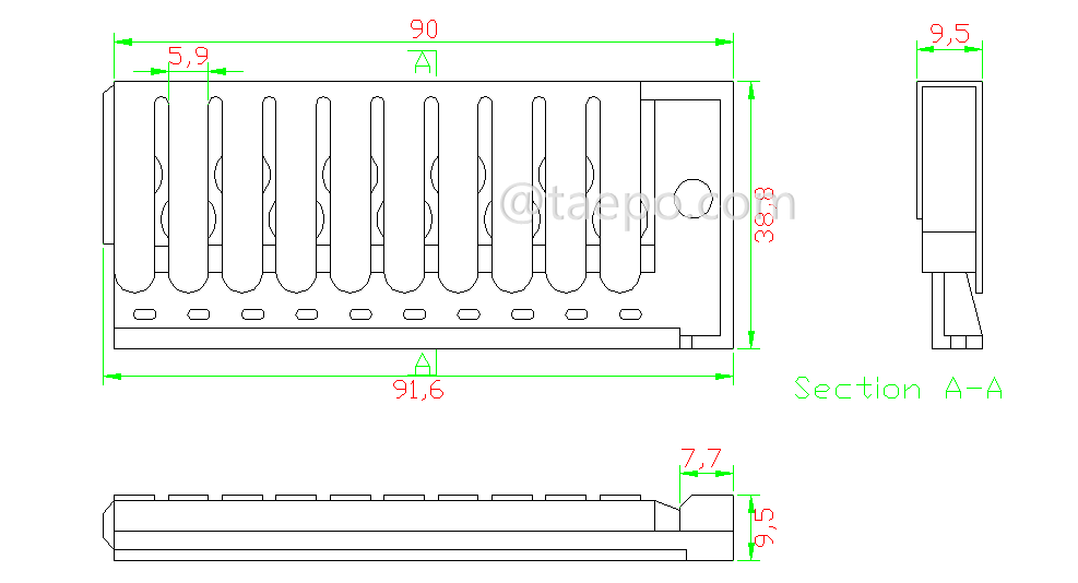 Drawing for  5 pairs over-voltage protection magazine 