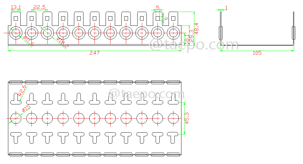 drawing for 10 pairs LSA back mount frame, 11 ways