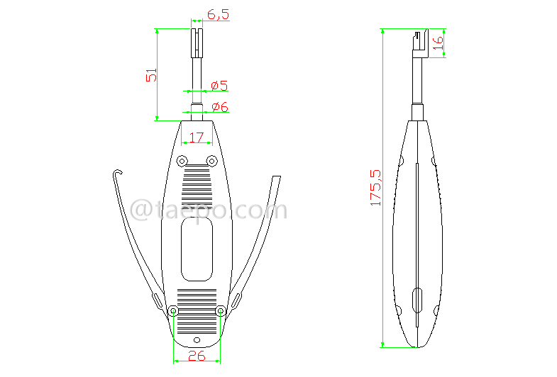 Drawing for Installation tool, short version, replacement head