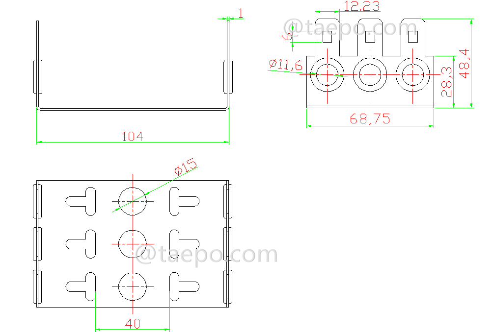 drawing for 10 pairs LSA back mount frame, 3 ways