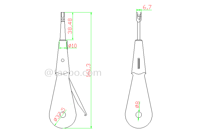 Drawing for Standard insertion tool, integral pulling hook