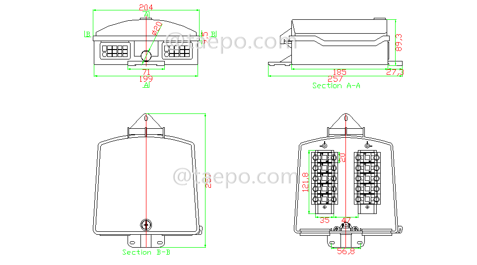Drawing for Outdoor 10 pairs terminal box for STB module