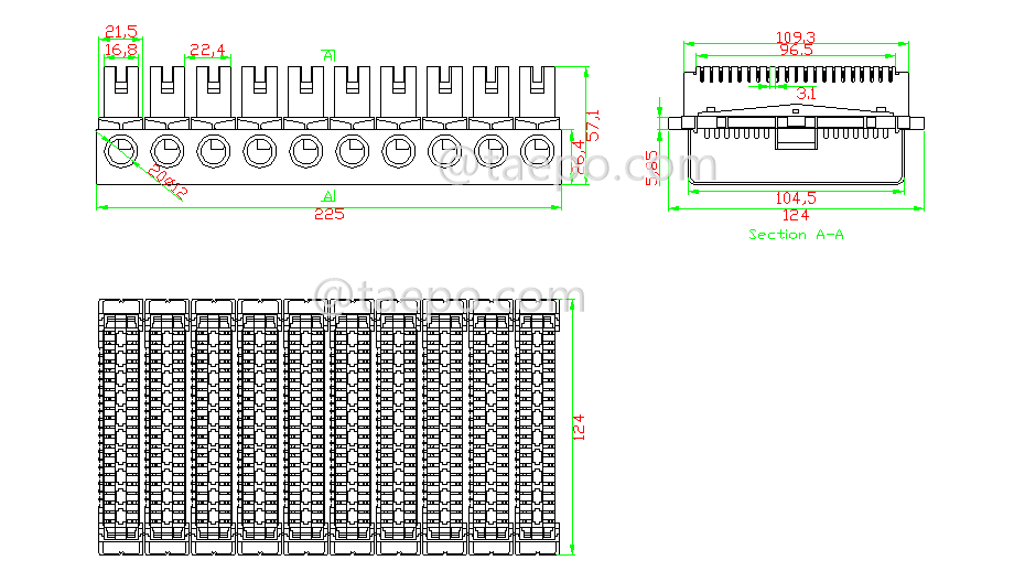 Drawing for 100 pairs LSA disconnection block