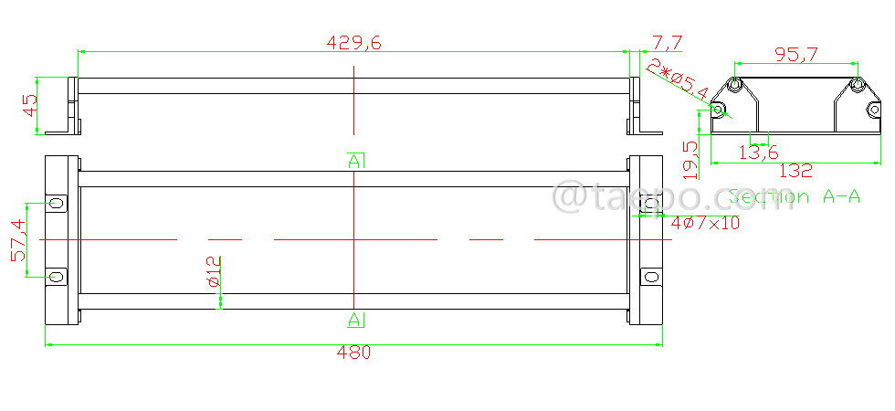 drawing for 10 pairs LSA profile module rack