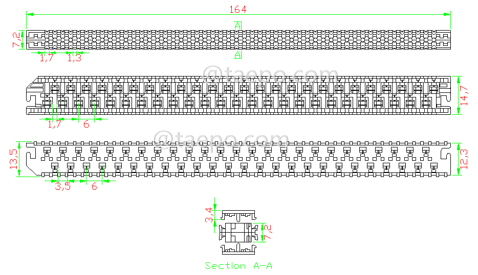 drawing for 25 pairs gel filled straight splicing module