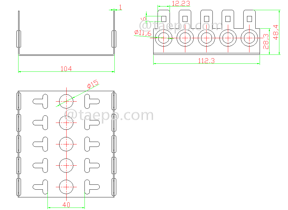 drawing for 10 pairs LSA back mount frame, 5 ways