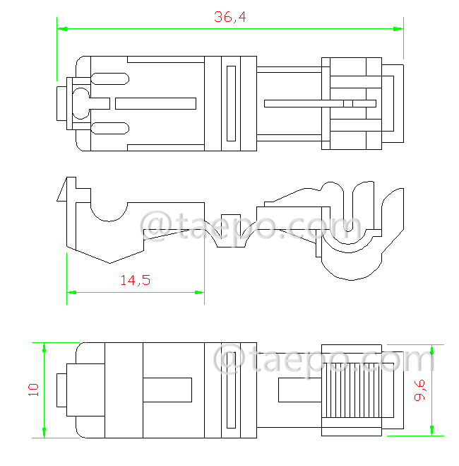 Drawing for 951 self-stripping electrical tap connectors, 1-wire, AWG22-18 conductor, single pin, red
