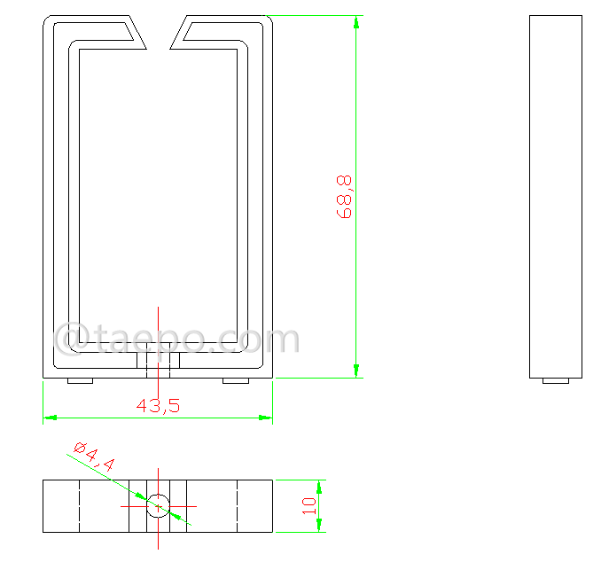 drawing for square shape cable guide ring