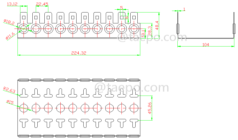 drawing for 10 pairs LSA back mount frame, 10 ways