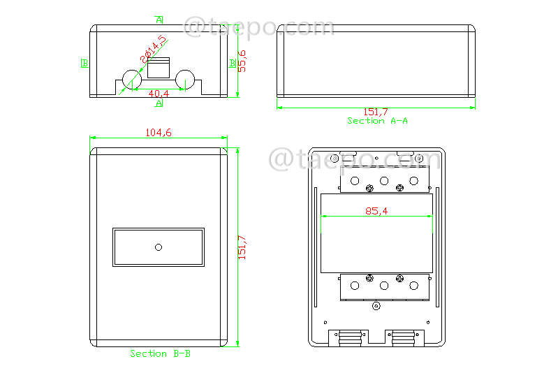 Drawing for Indoor 30 pairs distribution point box for LSA module