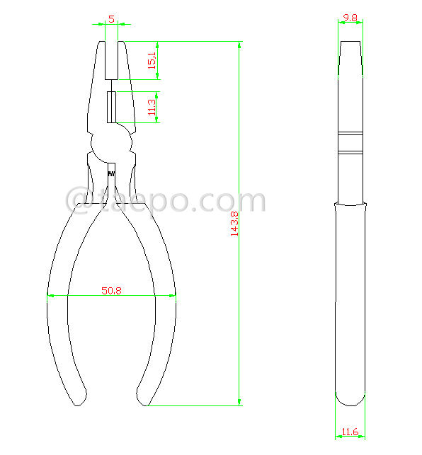 Drawing for Crimping tool for small wire connectors