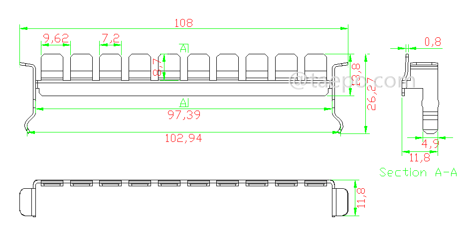 drawing for 10 pairs earth bar for LSA module