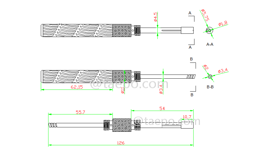 Drawing for Hand wire wrapping & unwrapping tool AWG30-20