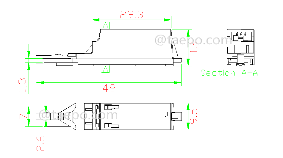 Drawing for 1 pair MDF protector for LSA module