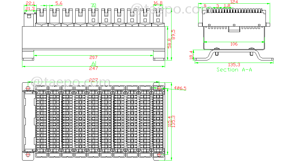 Drawing for 100 pairs LSA disconnection block