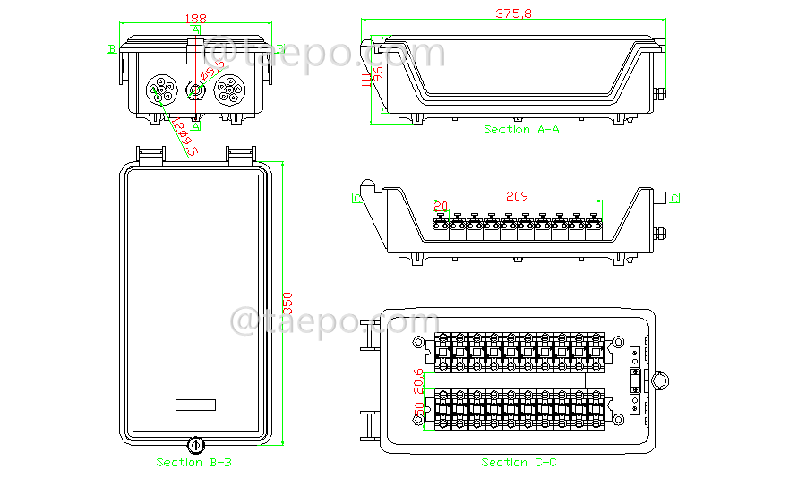 Drawing for Outdoor 20 pairs distribution point box for STB module