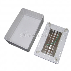 Indoor 100 pairs distribution point box for LSA module, 320x210x123mm, screw locking, plastic housing, with back mount frame, without LSA module