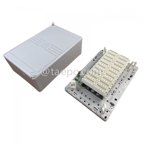 Indoor 100 pairs distribution point box for LSA module, 320x210x123mm, screw locking, plastic housing, with back mount frame, without LSA module