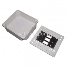 Indoor 30 pairs distribution point box for LSA module, 141x158x53mm, screw locking, plastic housing, with back mount frame, without LSA module