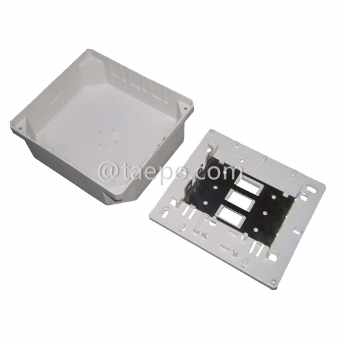 Indoor 30 pairs distribution point box for LSA module, 141x158x53mm, screw locking, plastic housing, with back mount frame, without LSA module