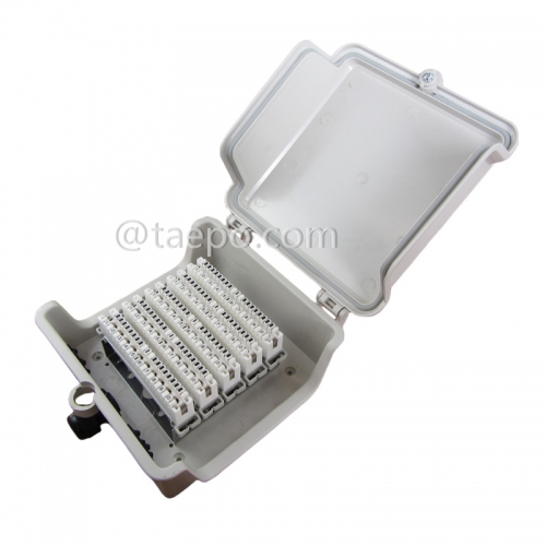 Outdoor 50 pairs distribution point box for LSA module, 195x191x81mm, key locking, plastic housing, with back mount frame, without LSA module