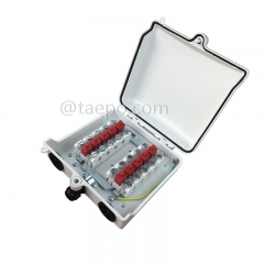 Outdoor 10 pairs distribution point box for STB module, 200x185x70mm, scew snap locking, plastic housing, with STB module with over-voltage protection